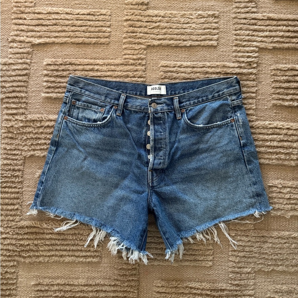 Agolde Parker Long Cut Off Jean Shorts Size 31